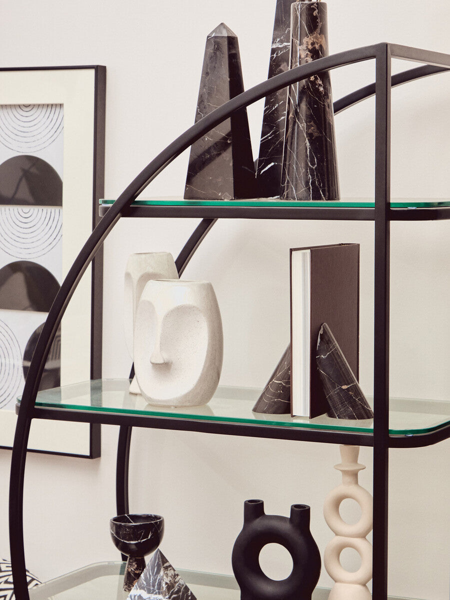 Left Half Moon Black Shelf Unit