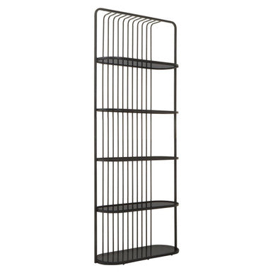 Five Tier Black Glass Shelf Unit