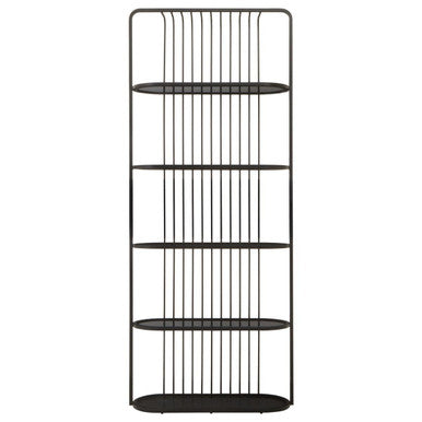 Five Tier Black Glass Shelf Unit