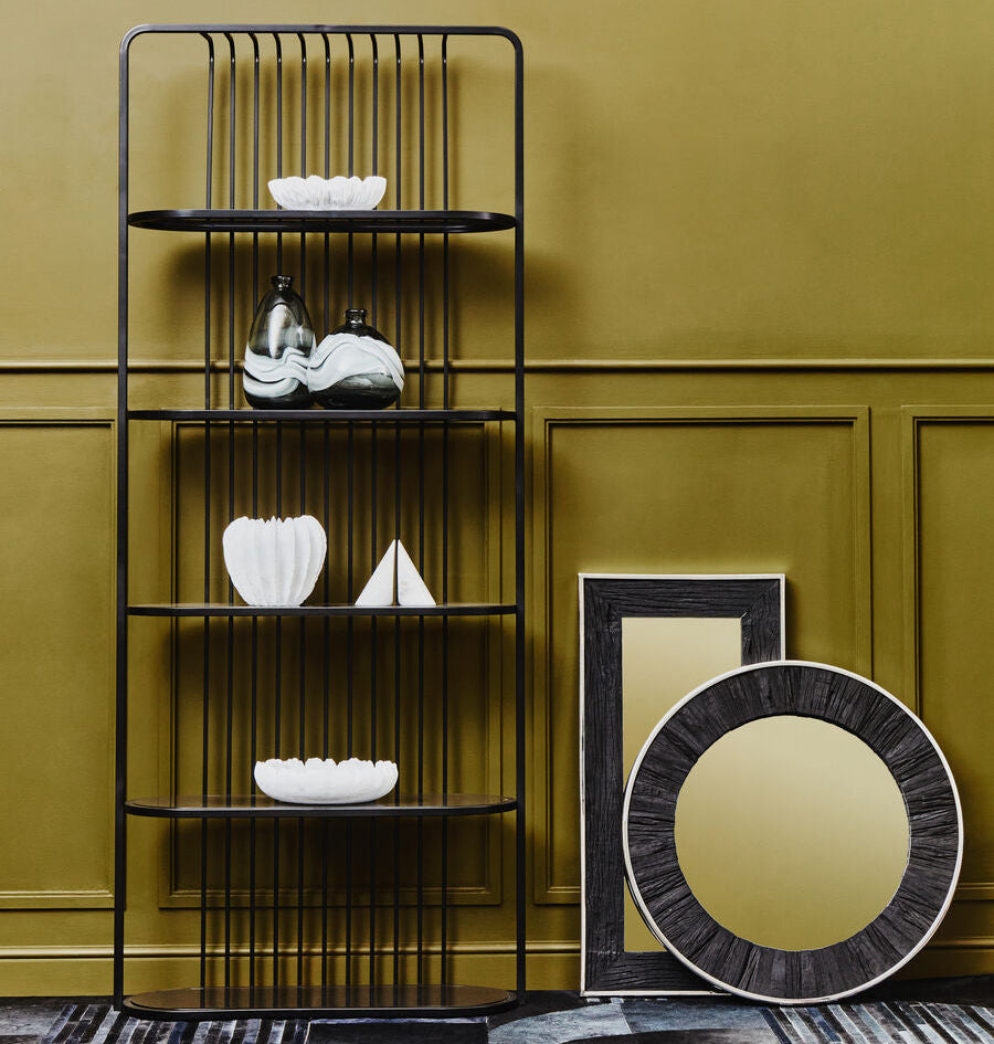 Five Tier Black Glass Shelf Unit