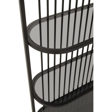Five Tier Black Glass Shelf Unit