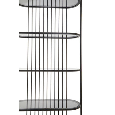 Five Tier Black Glass Shelf Unit