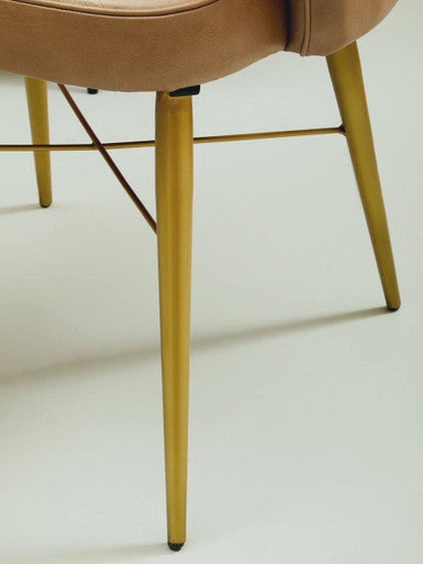 Buffalo Grey Leather Chair With Gold Finish Legs