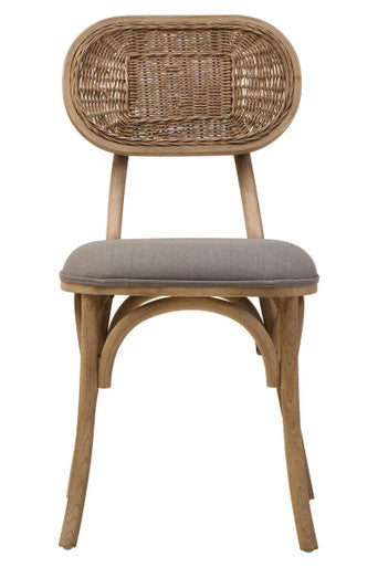 Grey Wash Elm Dining Chair with Cane Back
