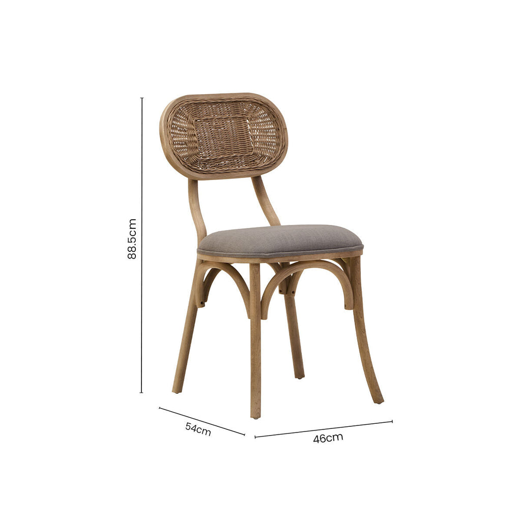 Grey Wash Elm Dining Chair with Cane Back