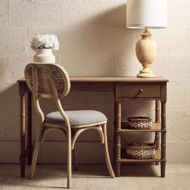 Grey Wash Elm Dining Chair with Cane Back