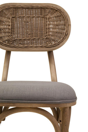 Grey Wash Elm Dining Chair with Cane Back