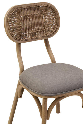 Grey Wash Elm Dining Chair with Cane Back
