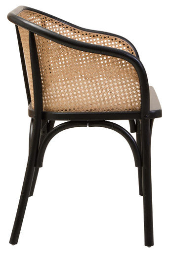 Cebu Natural and Black Cane Woven Bench