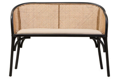 Cebu Natural and Black Cane Woven Bench