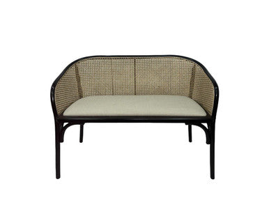 Cebu Natural and Black Cane Woven Bench