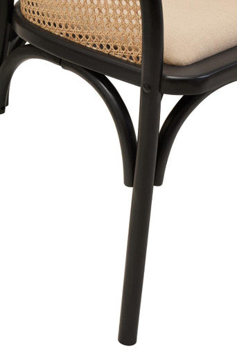 Cebu Natural and Black Cane Woven Bench
