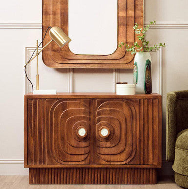 Two Door Mango Wood Carved Sideboard