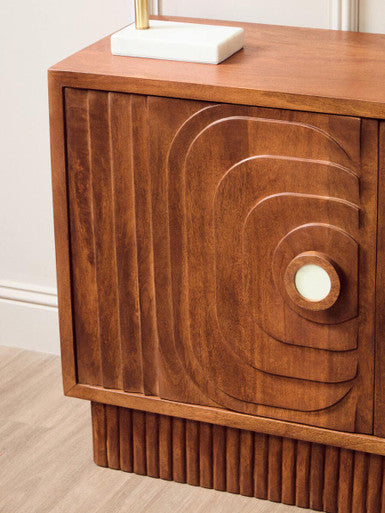 Two Door Mango Wood Carved Sideboard