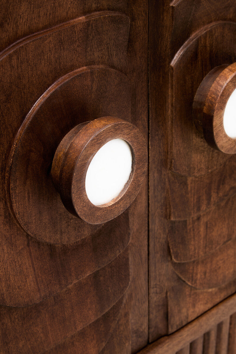 Two Door Mango Wood Carved Sideboard