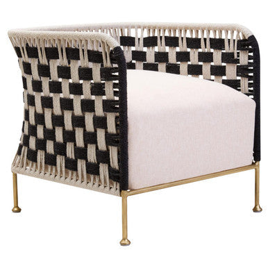 Satna Black and White Metal Curved Back Accent Chair