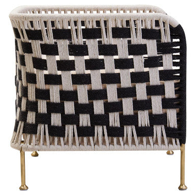 Satna Black and White Metal Curved Back Accent Chair