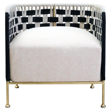 Satna Black and White Metal Curved Back Accent Chair
