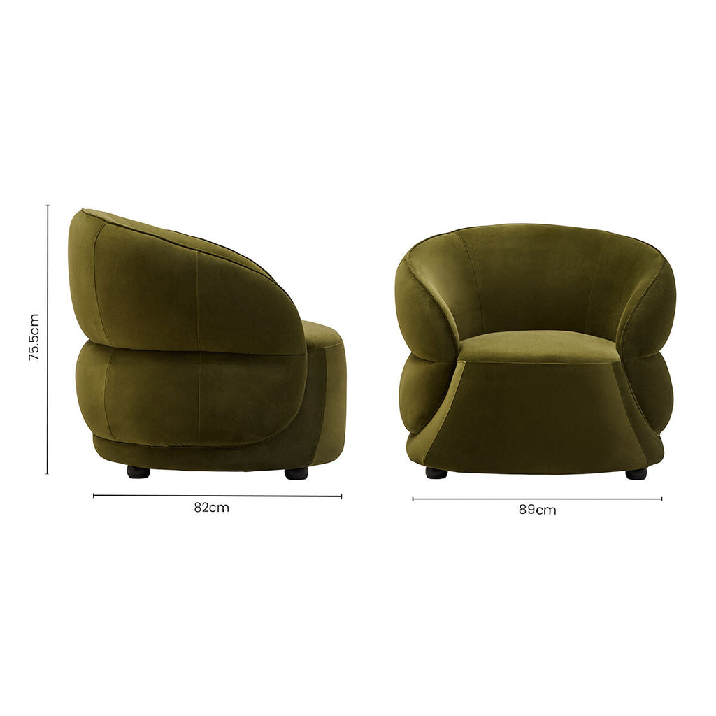 Forest Green Curved Velvet Chair
