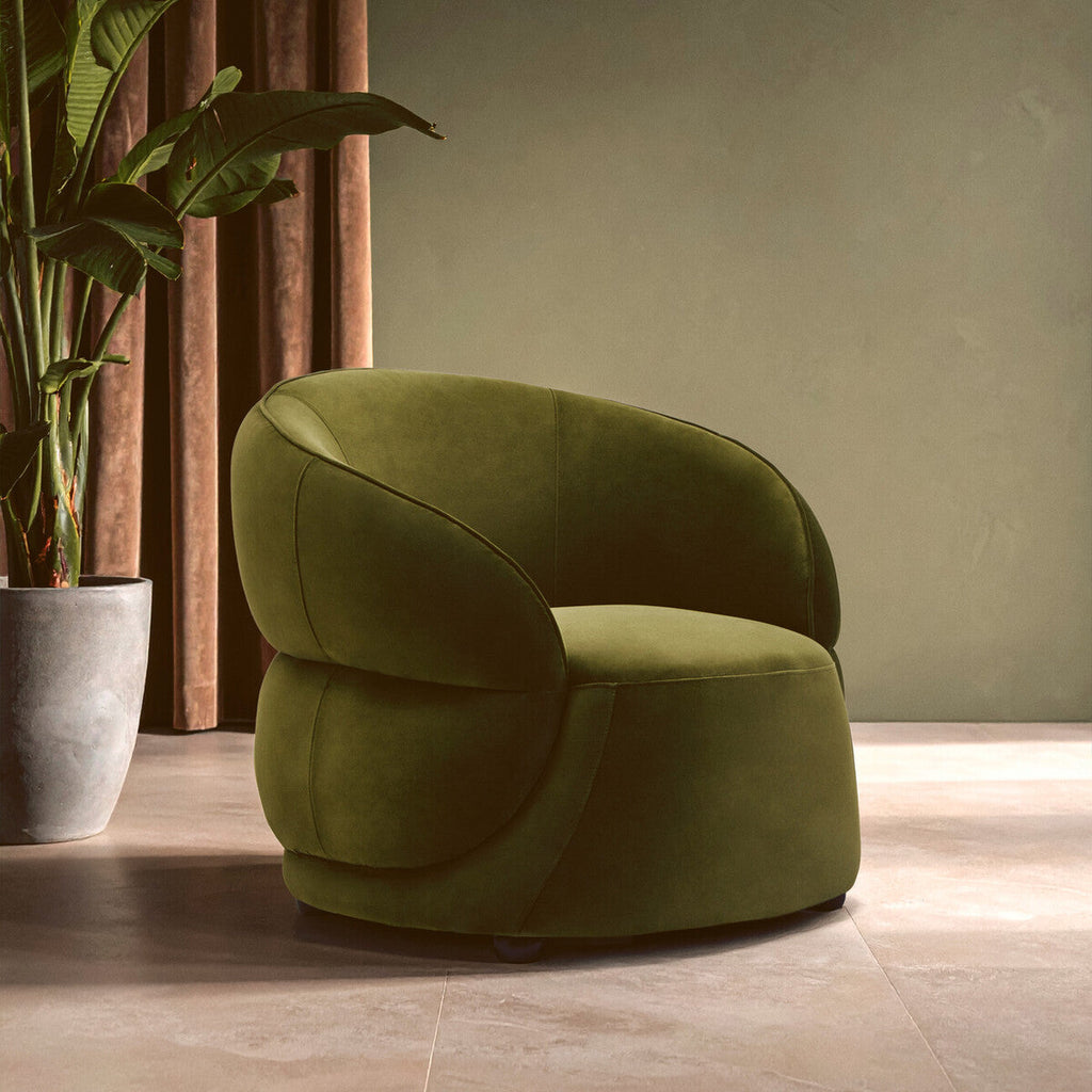 Forest Green Curved Velvet Chair