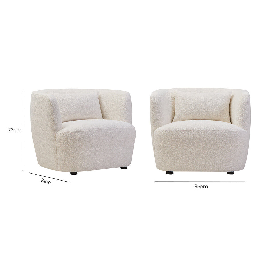 Textured Cream Curved Chair with Black Frame