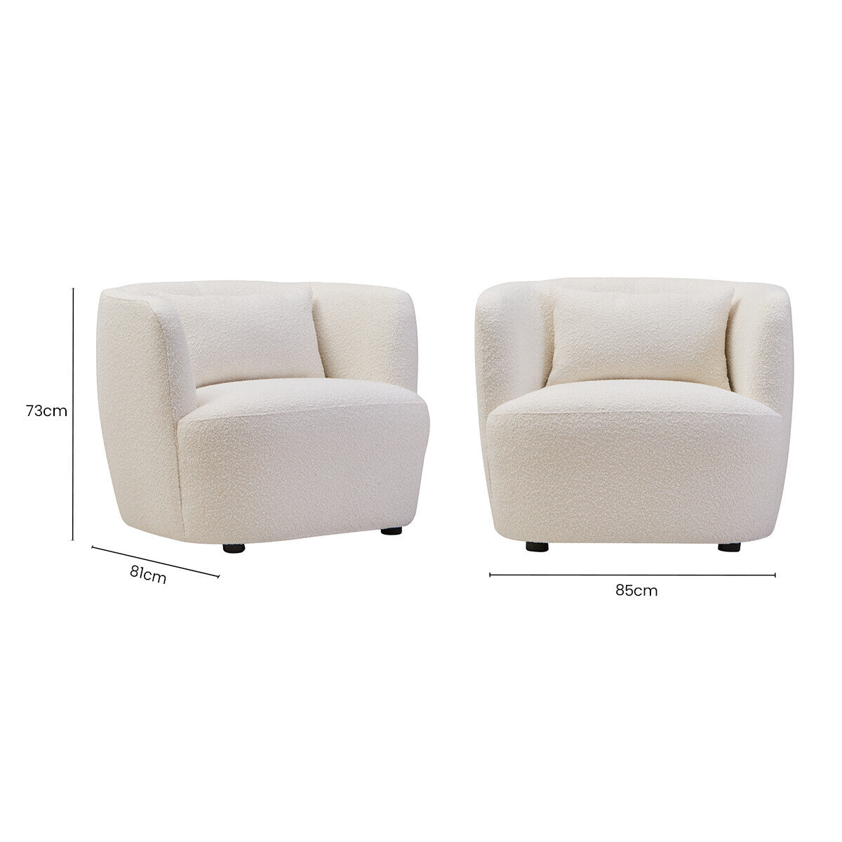 Textured Cream Curved Chair with Black Frame