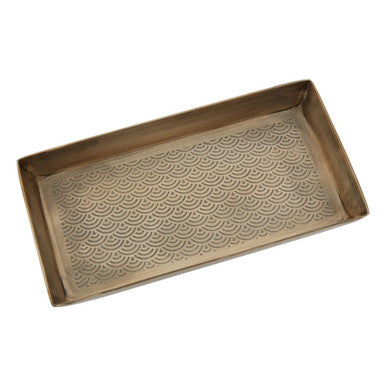 Gold Finish Etched Detail Aluminium Tray