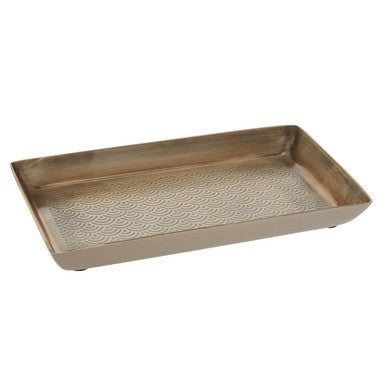 Gold Finish Etched Detail Aluminium Tray