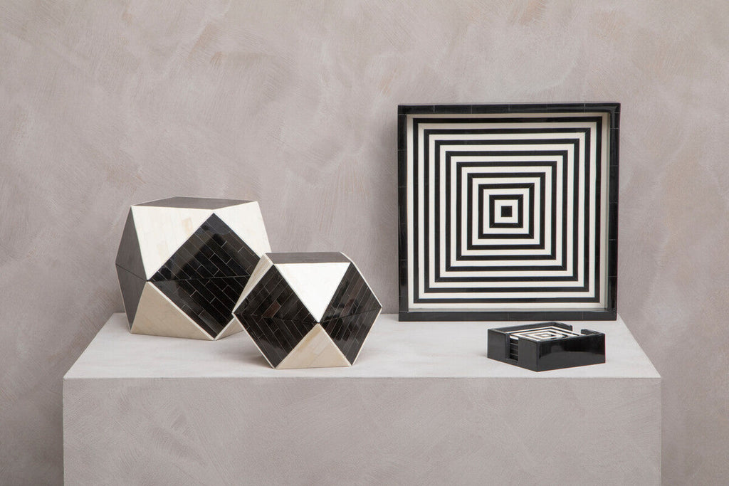 Black and White Square Tray