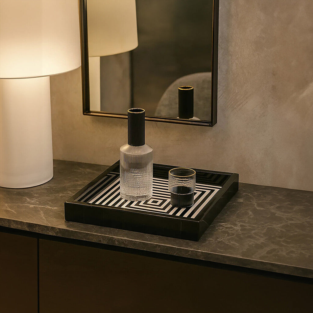 Black and White Square Tray