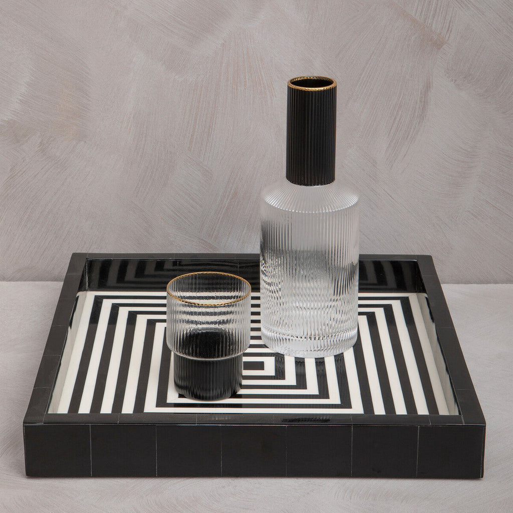 Black and White Square Tray