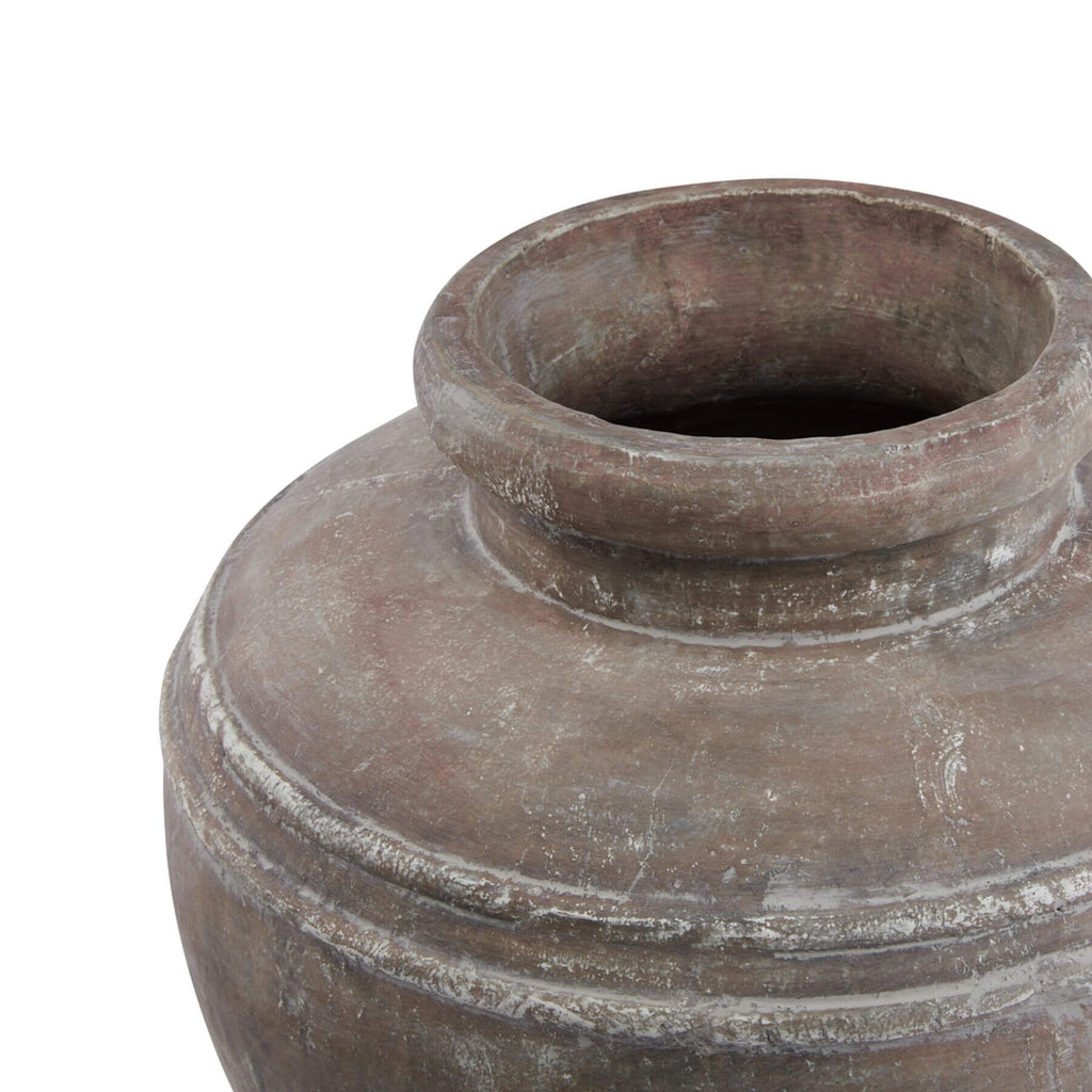 Large earthen brown ceramic water pot with wide mouth and textured surface, Mediterranean-inspired, 39 cm tallby sostter at brixbailey.com
