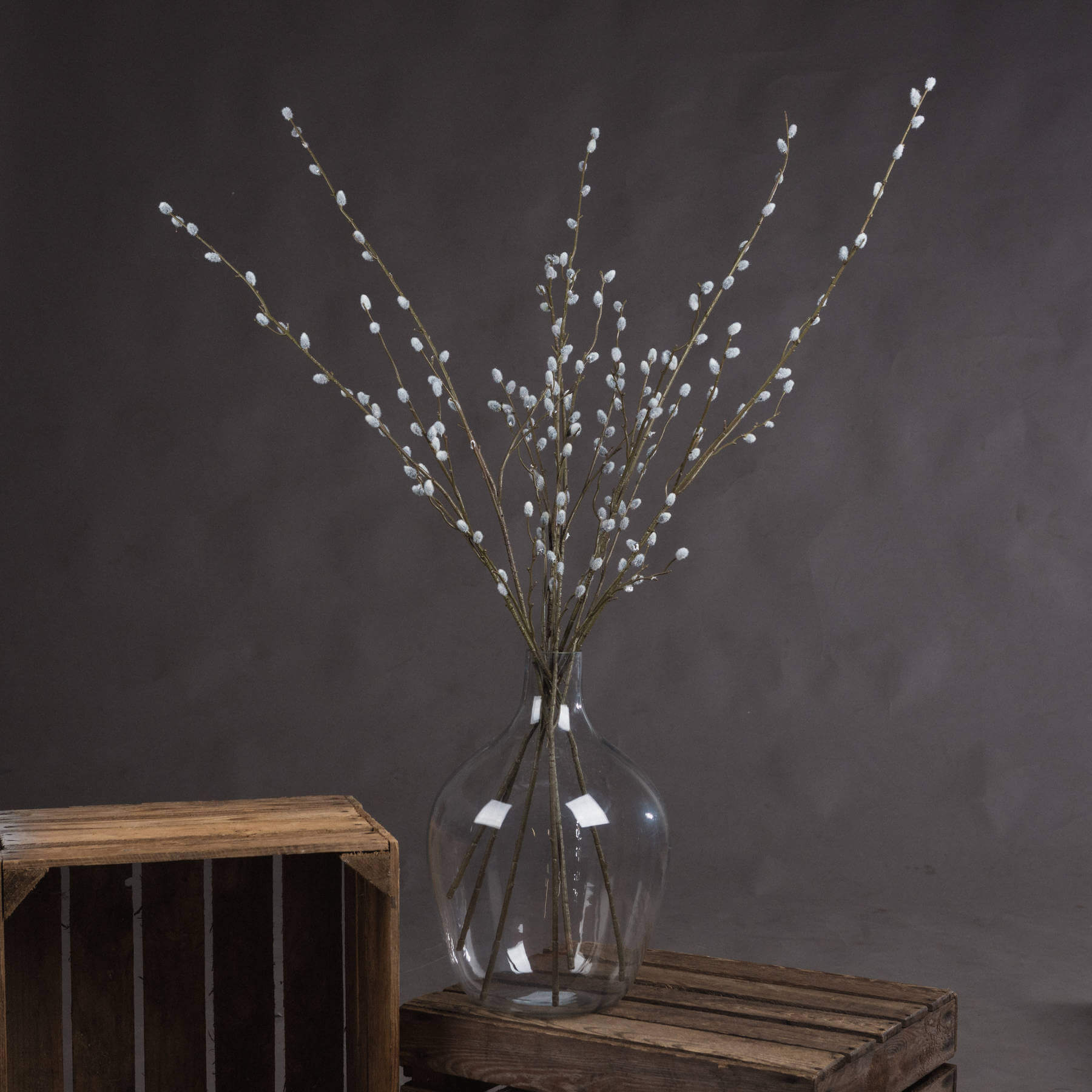 Lifelike grey pussy willow branch, 40.5 tall with realistic catkins, perfect for modern or farmhouse decor by sostter at brixbailey.com