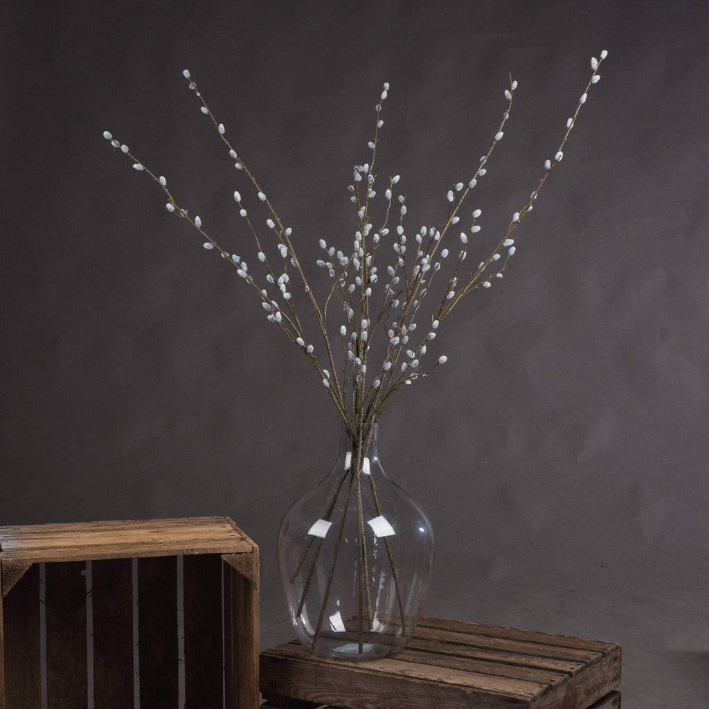 Lifelike grey pussy willow branch, 40.5â€� tall, with realistic catkins and natural grey-brown stems for home decor by sostter at brixbailey.com
