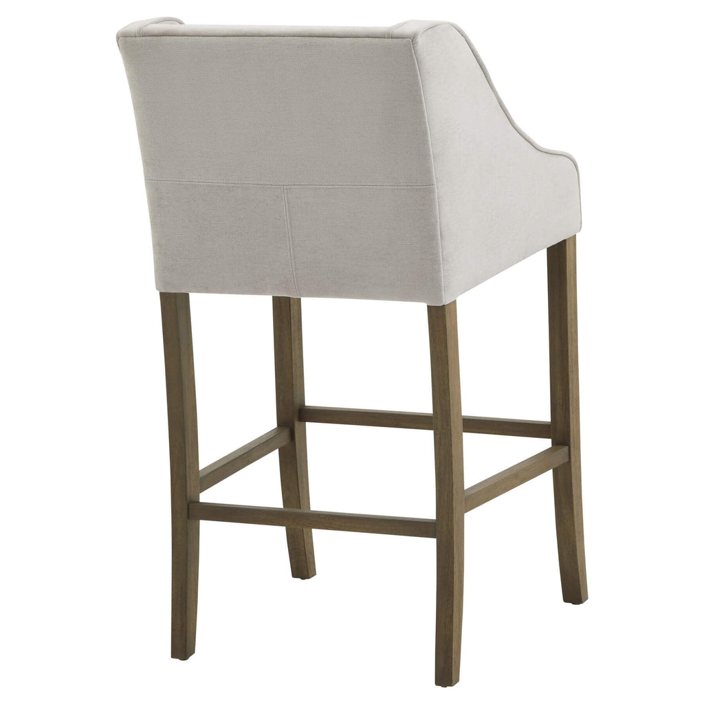 Epsom grey barstool with rubberwood frame and luxury upholstery in modern home decor by sostter at brixbailey.com