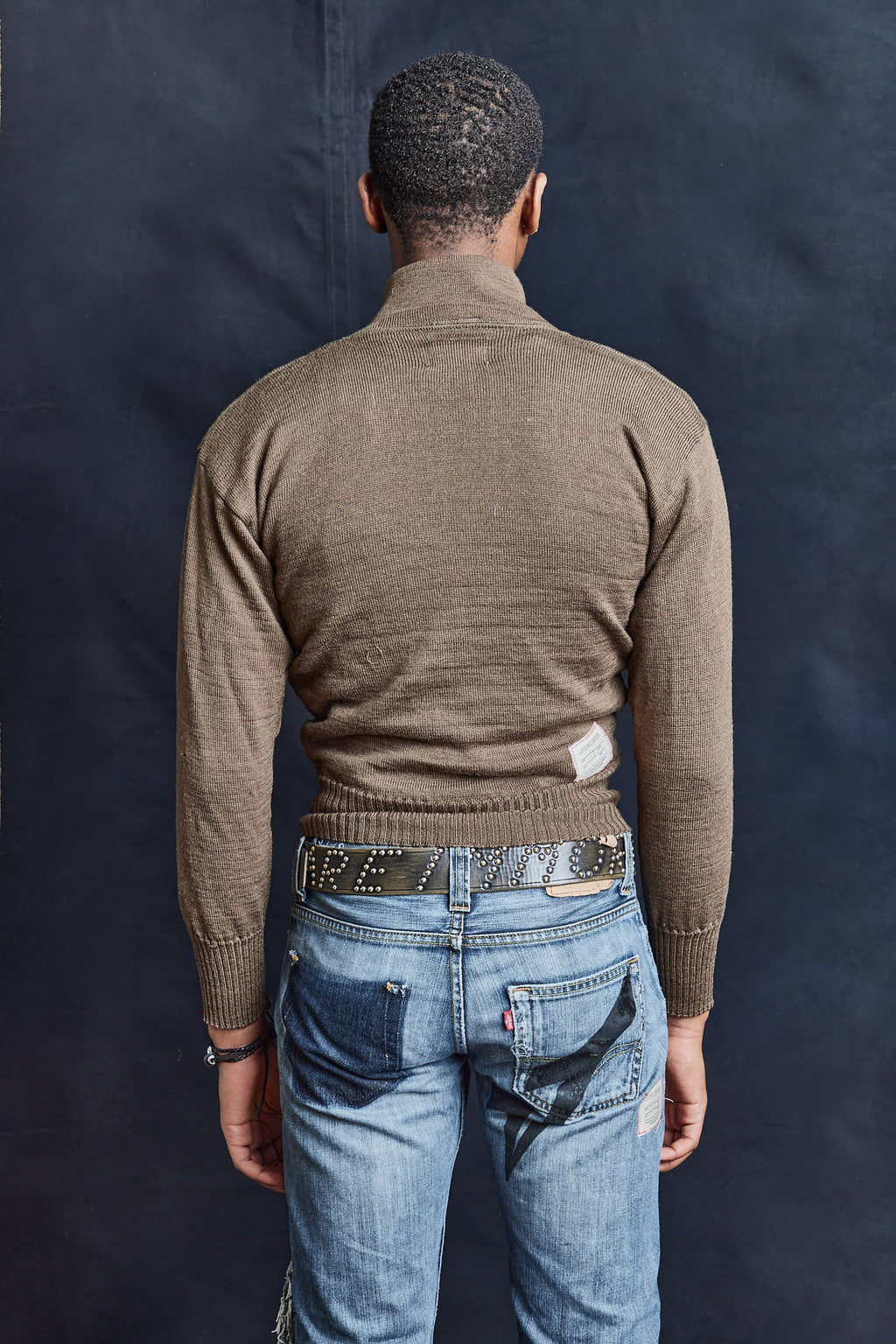 Vintage Khaki Wool Military Sweater
