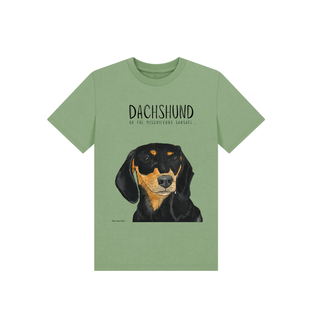 Mischievous Black and Tan Hot Dog Kids T-Shirt