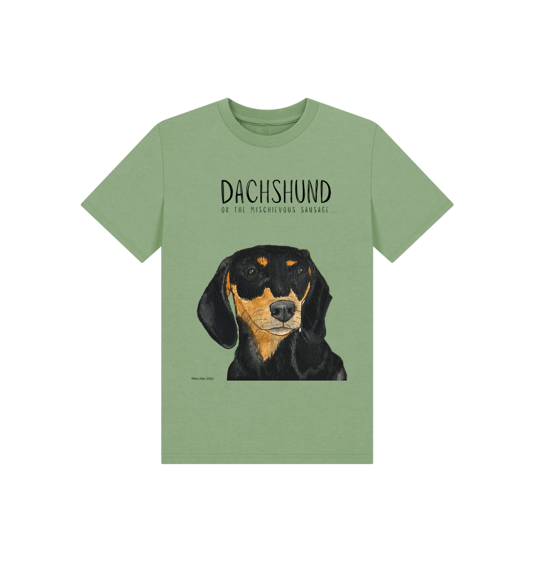 Mischievous Black and Tan Hot Dog Kids T-Shirt