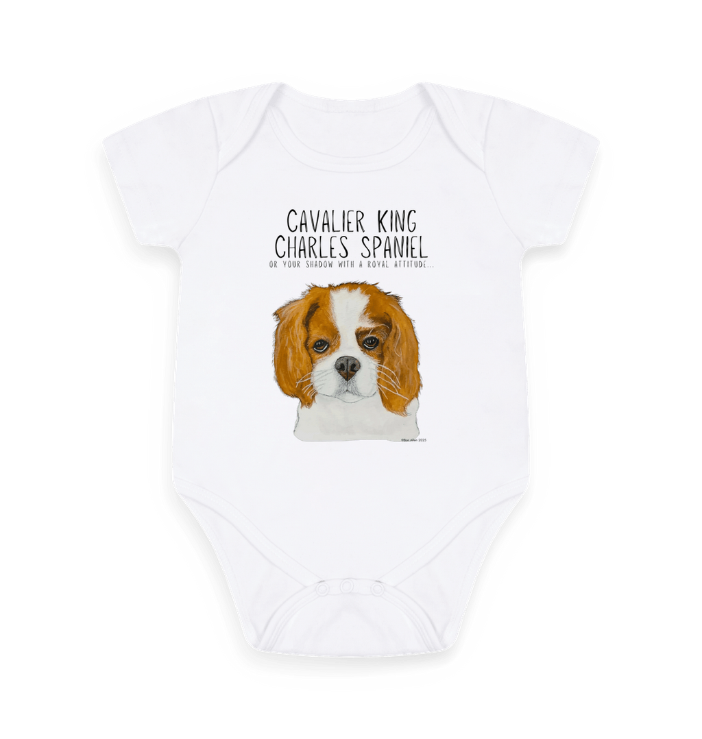Born to Rule and Drool Eco Baby Bodysuit with Royal Spaniel