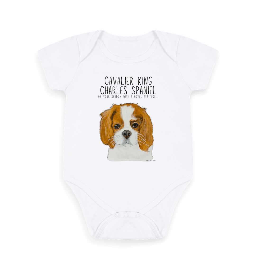 Born to Rule and Drool Eco Baby Bodysuit with Royal Spaniel