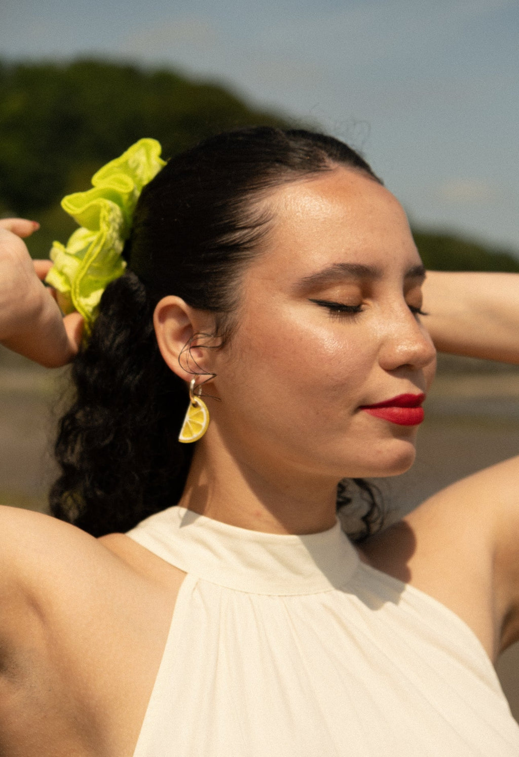 Oyster, Lemon and Hot Sauce Hoop Earrings