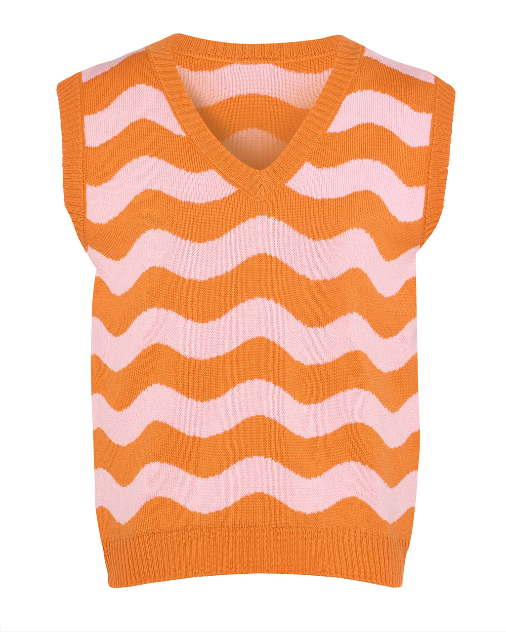 Waves Vest Wool and Cashmere Orange and Pink