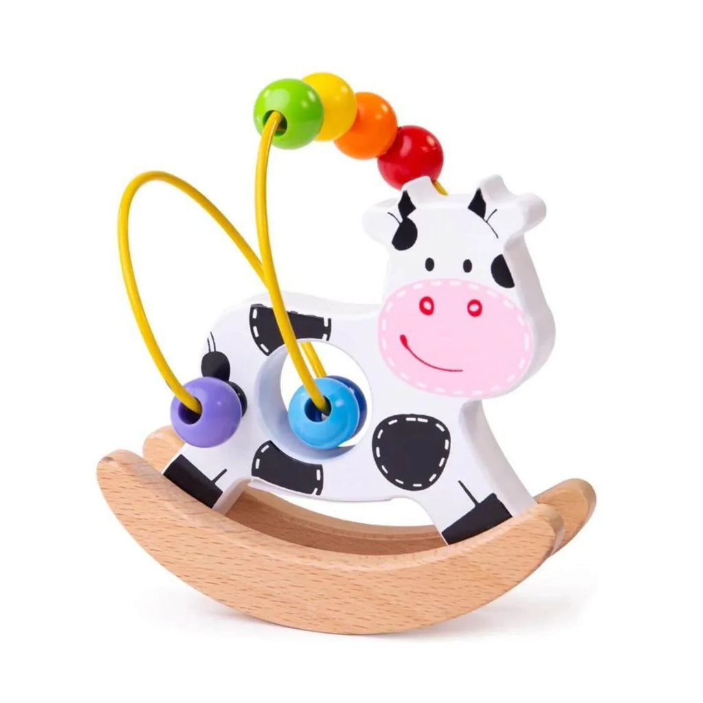 Rocking Bead Frame Cow Wooden Toy