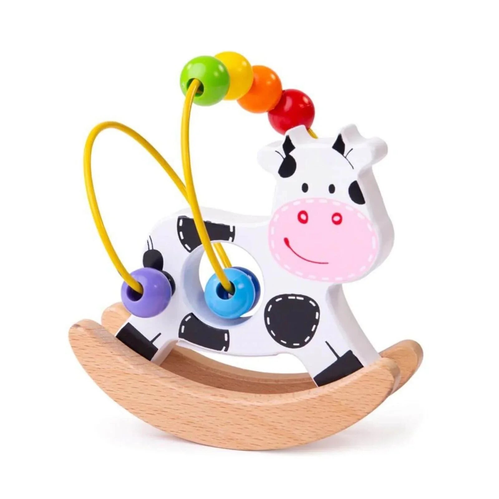Rocking Bead Frame Cow Wooden Toy
