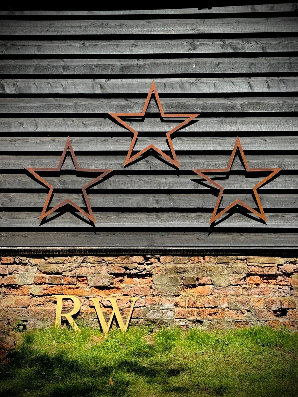 Set of 3 Large Rusty Metal Barn Stars