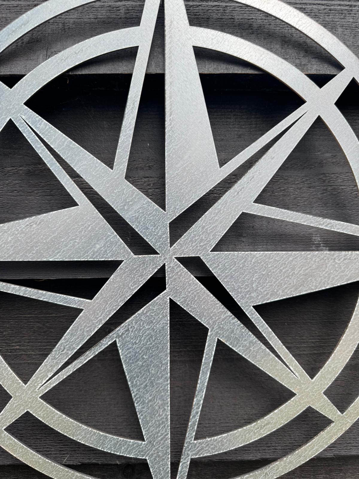 Galvanized Steel Compass Wall Decoration 50cm