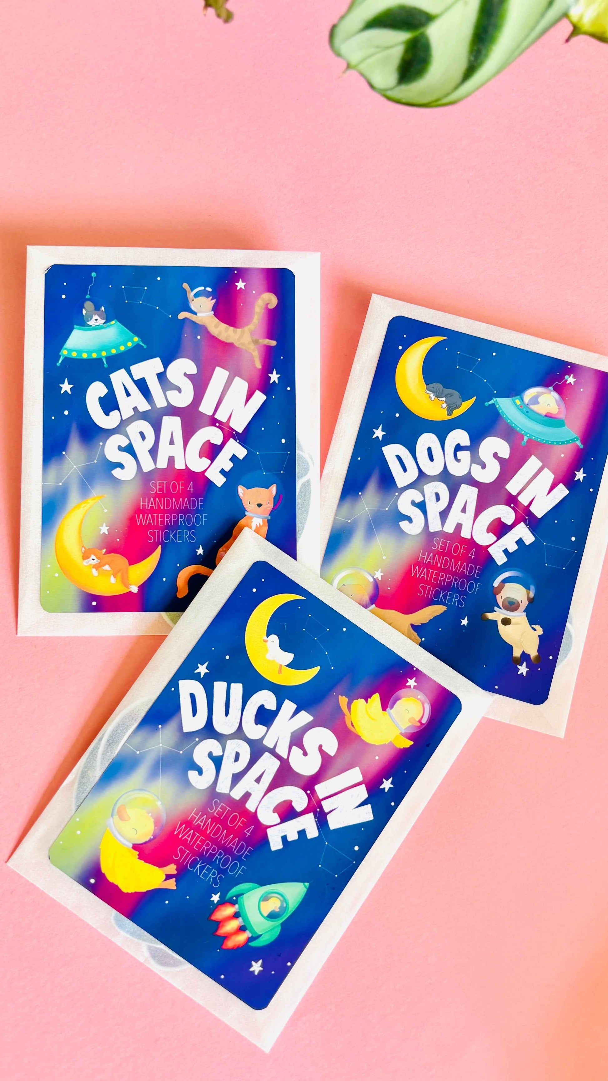 Space Cats Waterproof Vinyl Sticker Set of 4