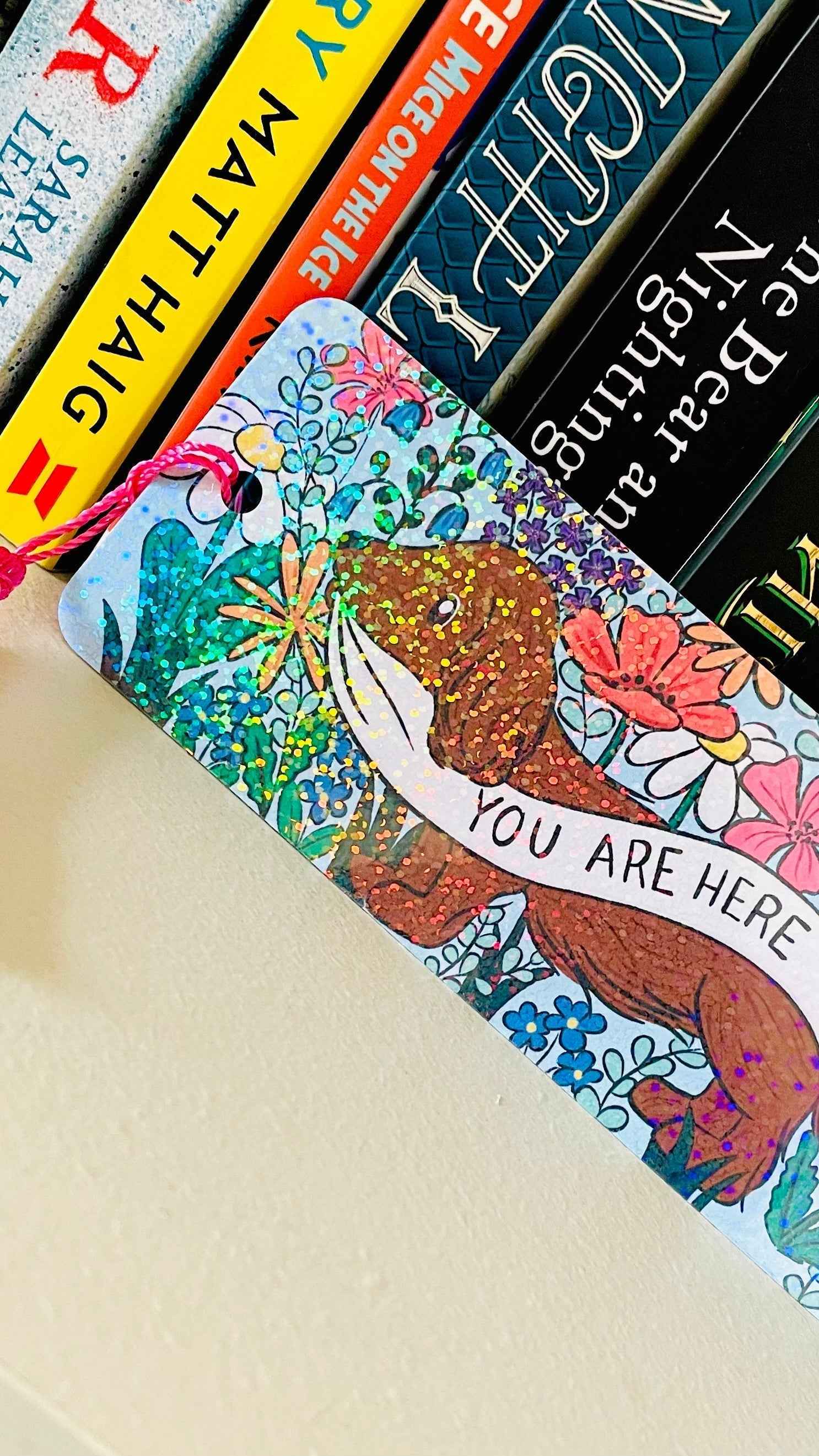 Cute Dachshund Holographic Bookmark with Tassel