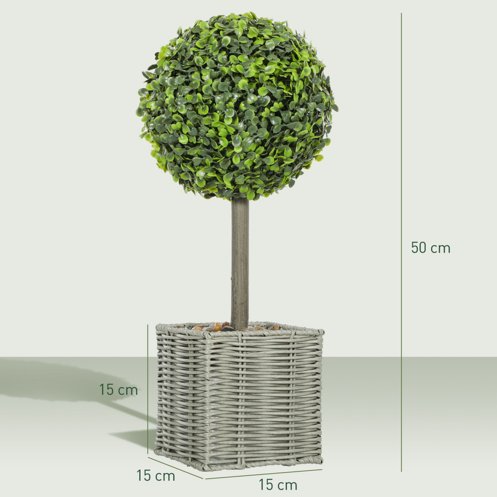Set of 2 Artificial Boxwood Topiary Balls 50cm Green