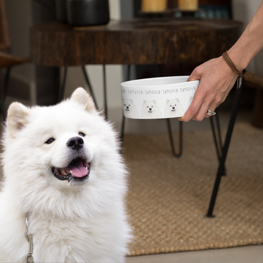 Handmade Samoyed Ceramic Dog Bowl